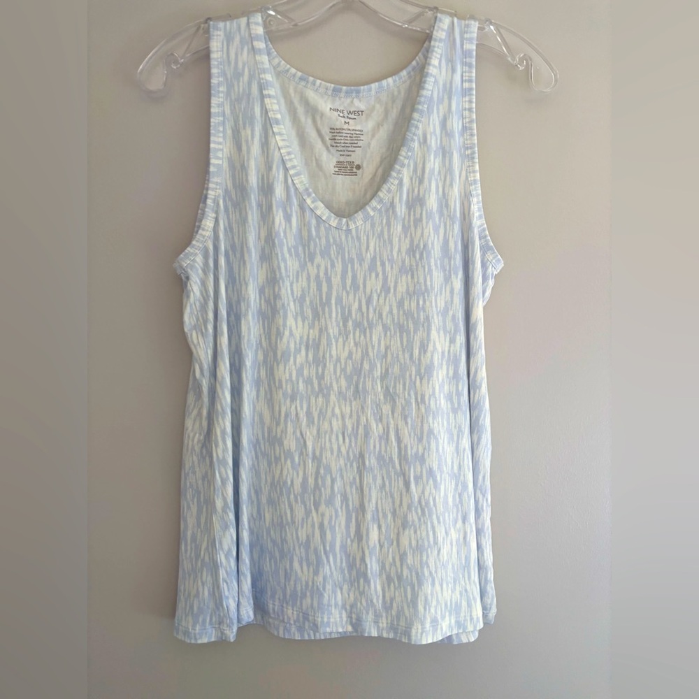 EUC Nine West Soft Spun Tank Top Blue and White Womens